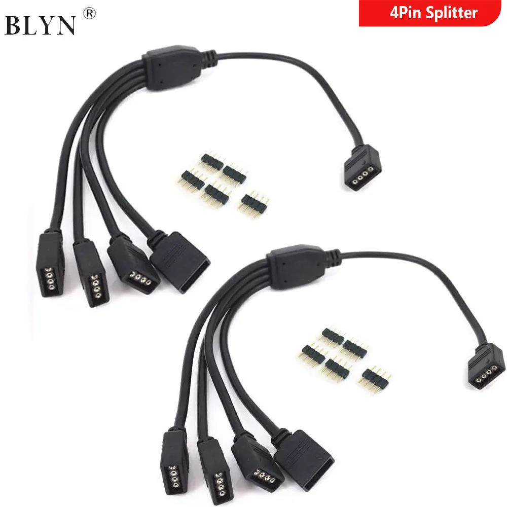 4 Pin RGB Splitter Cable LED Strip Connector 1 To 2,3,4 Way For Cooler Master Fan RGB Header 5050 3528 Diode Tape Light