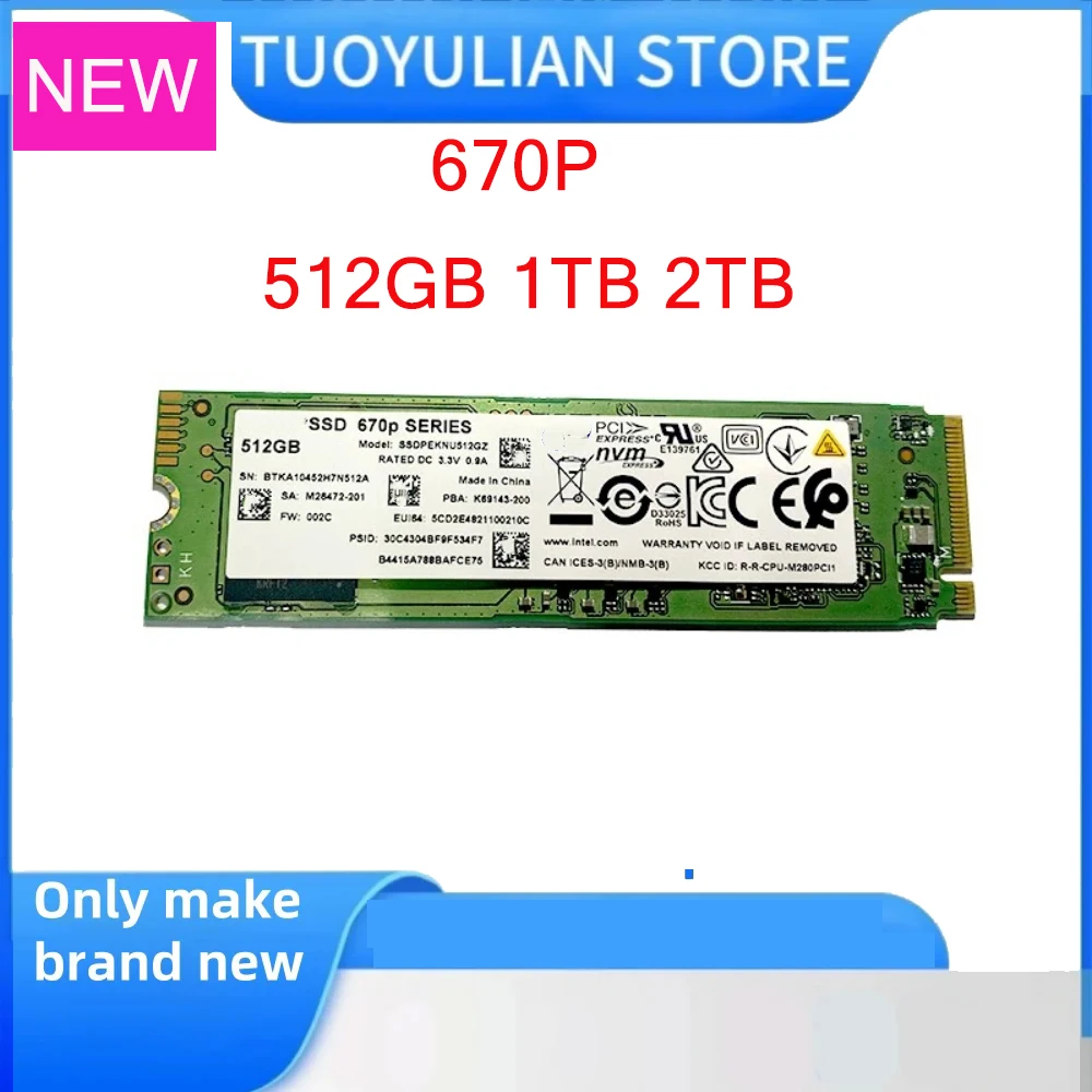 New Original 670P 512GB 1TB 2TB Solid State Drive M.2 Pcle3.0 2280 NVMe For Solidigm SK Hynix & Intel PC Hard Drive