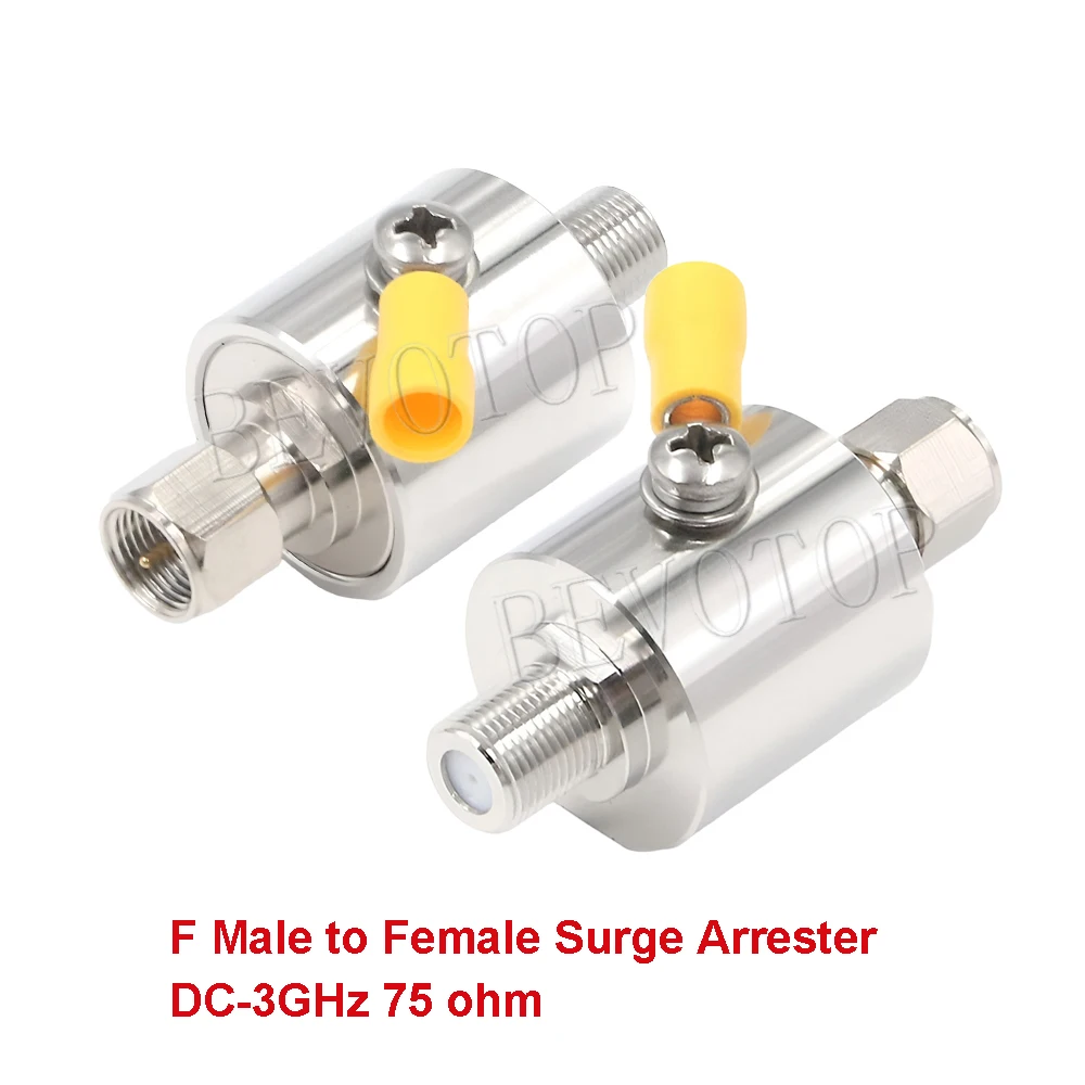 F Type Coaxial Lightning Arrester F Type Male to Female 3GHz 75 Ohm Lightning Protector with 90V Gas Tube Surge Arrester