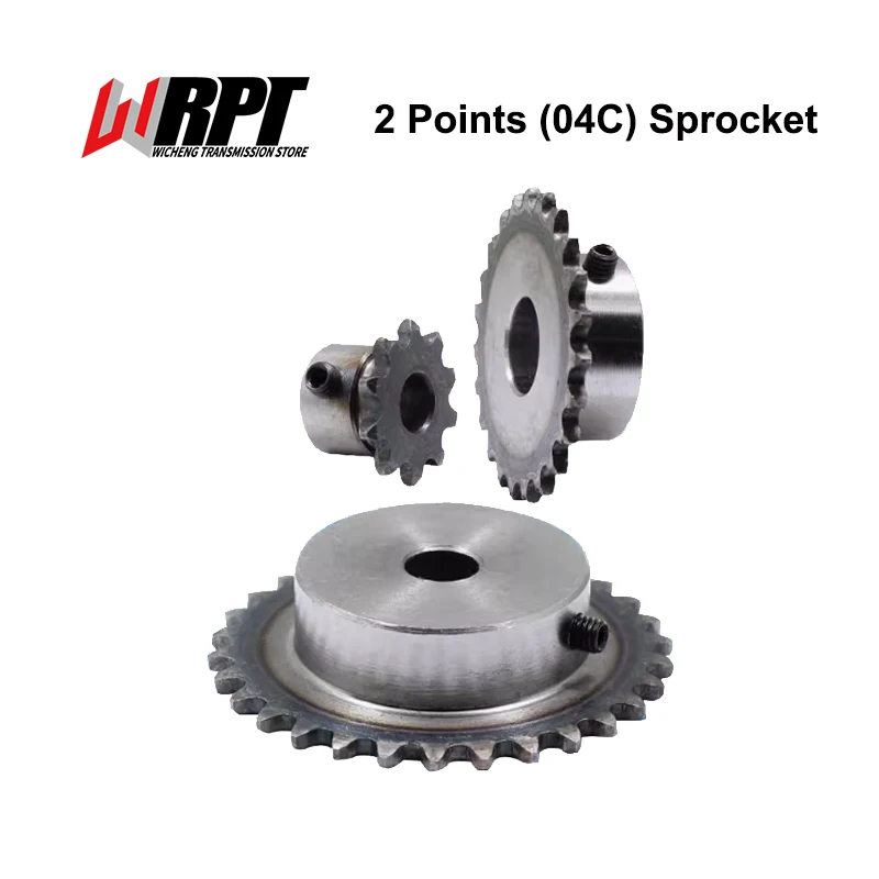 2 Points 04C Sprocket 8 To 15 Teeth Standard Holes M5 Screw Holes Fixed 45# Steel Quenched Pitch 6.35mm