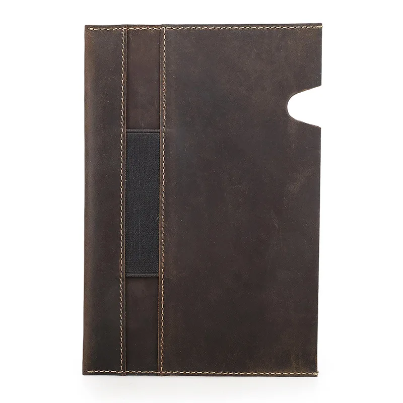 Handmade Crazy Horse Leather A5 Notebook Cover with Pen Slot Simple Clasp Cowhide Diary Case School Office Supplies Stationery
