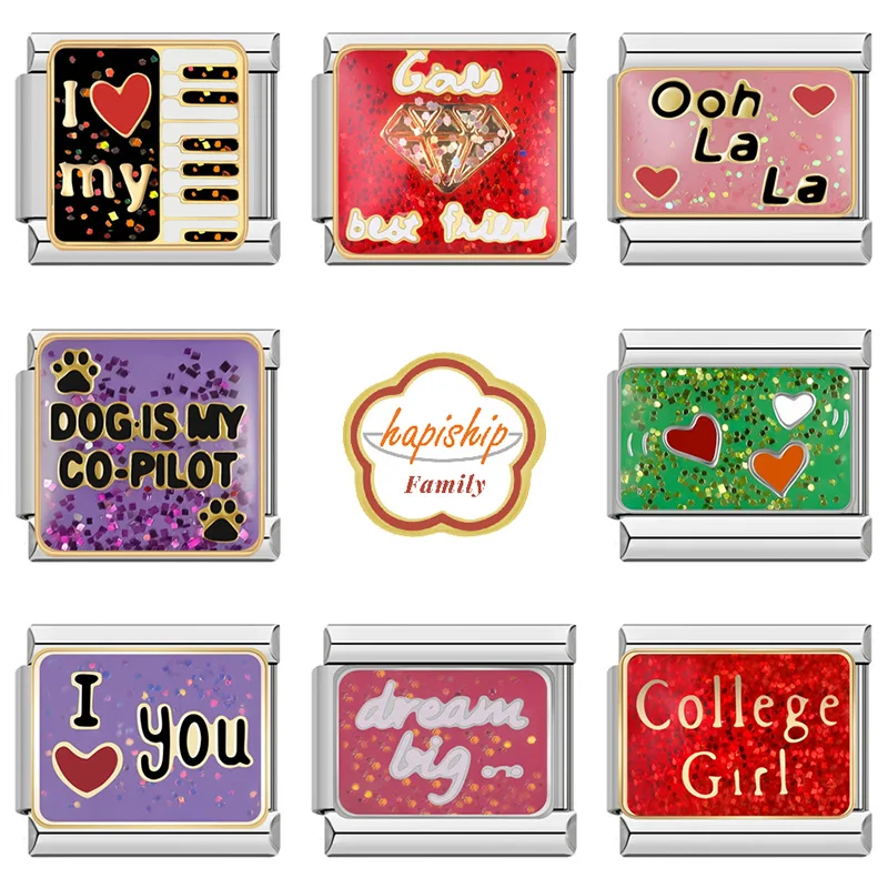 Hapiship 2024ครอบครัวผู้หญิงแฟชั่นผู้หญิงรักคุณสาววิทยาลัยเสน่ห์สร้อยข้อมือ9มม. สแตนเลสทำ DIY เครื่องประดับ NEW100