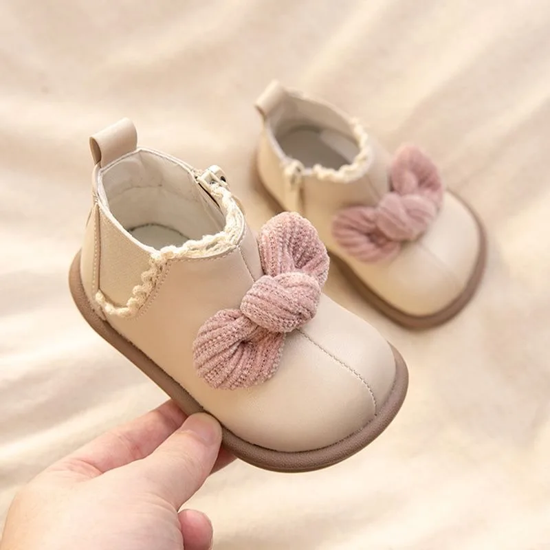 

Winter Baby Toddler Girls' Fleece Lined Short Boots Princess Style Soft Sole Stylish Warm Footwear