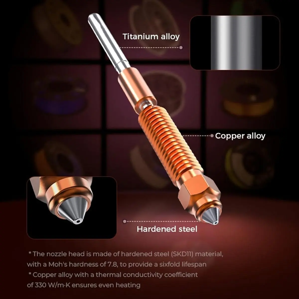 

(B63C) Керамический хотэнд-комплект K1 - быстросменное сопло, цельнометаллический интегрированный экструдер, замена хотэнда для 3D-принтеров K1 MAX, K1C