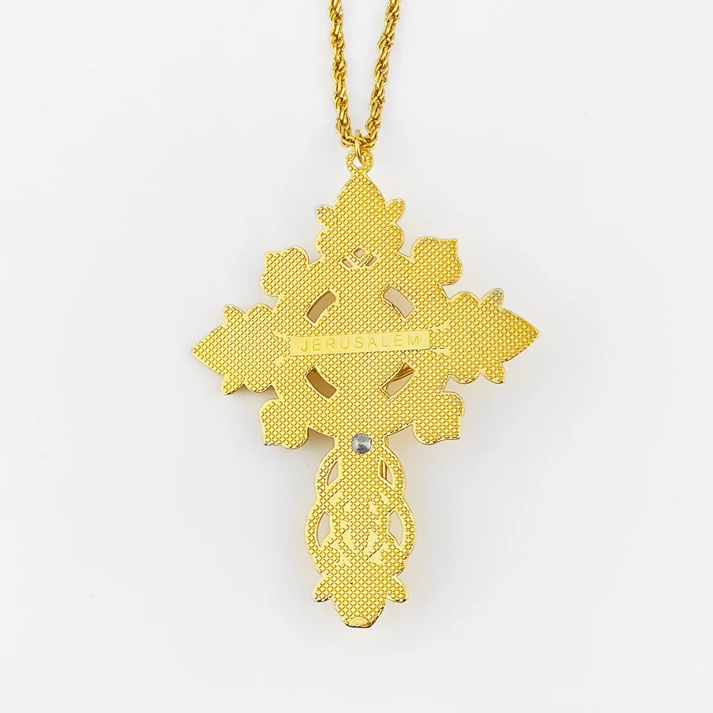 HTISOK Orthodoxes Kreuz-Halskette Gebets-Jesus-Kruzifix Brustkreuz Anhänger aus Legierung Kreuzkette Religiöse Geschenke крест кулон – Detail 5
