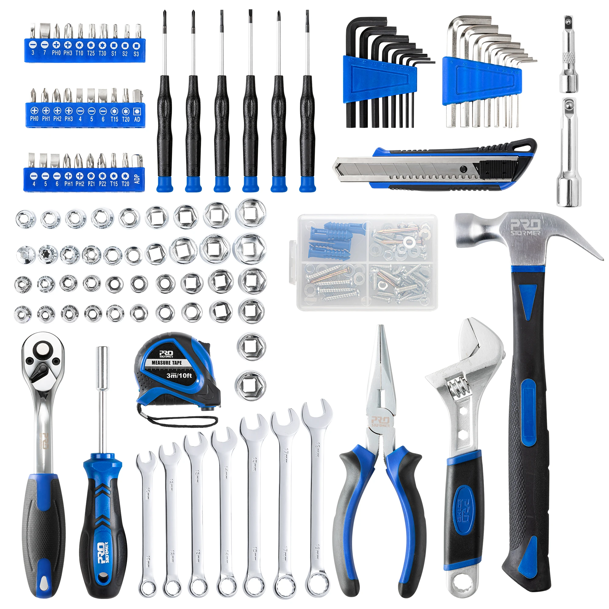 Kit d'adaptateur de douille à cliquet, ensemble d'outils à main, général, ménage, 200 pièces