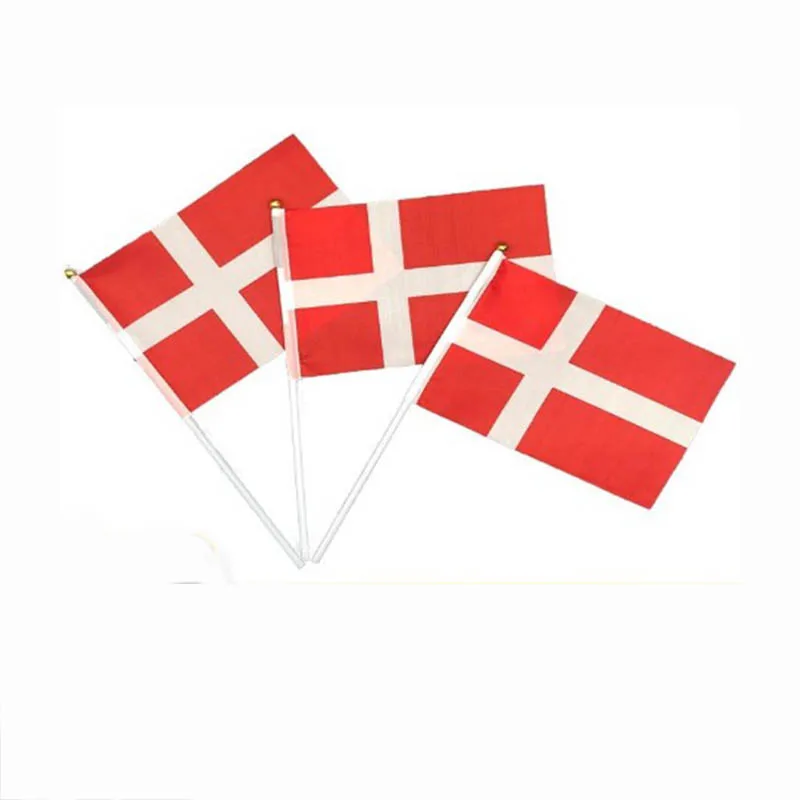 

Custom Hand Flag 100PCS 14*21CM Danish National Flag For Celebration