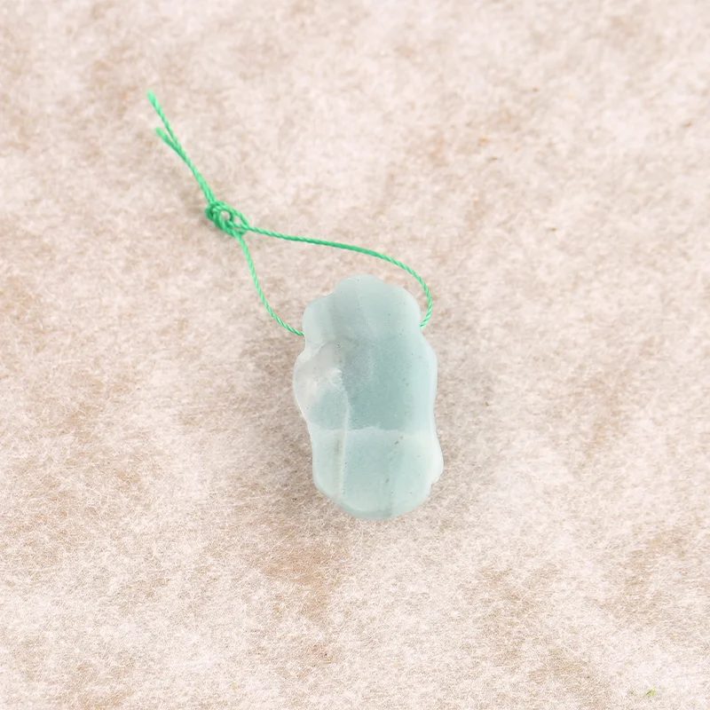 B&F Buddha's Head Pendant for Necklace Amazonite—Natural Stone Fashion Handmade Jewelry Charm Gift Accessories 30x17x8mm 6.4g