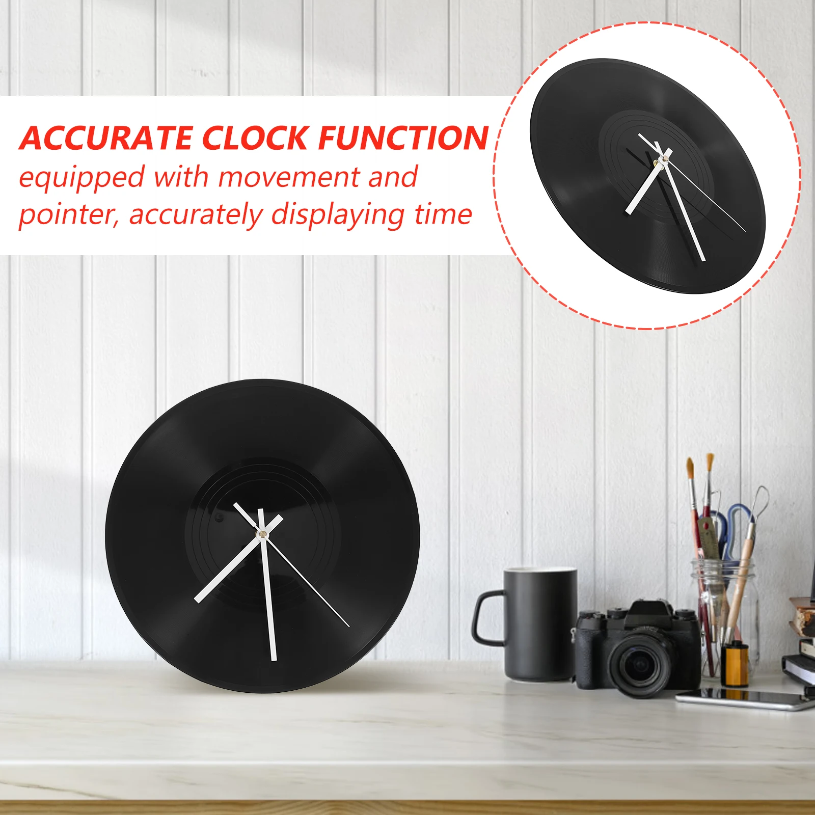 

1 Set Music Vinyl Record Wall Clock Unique Design Practical and Stylish Wall Clock for Kitchen