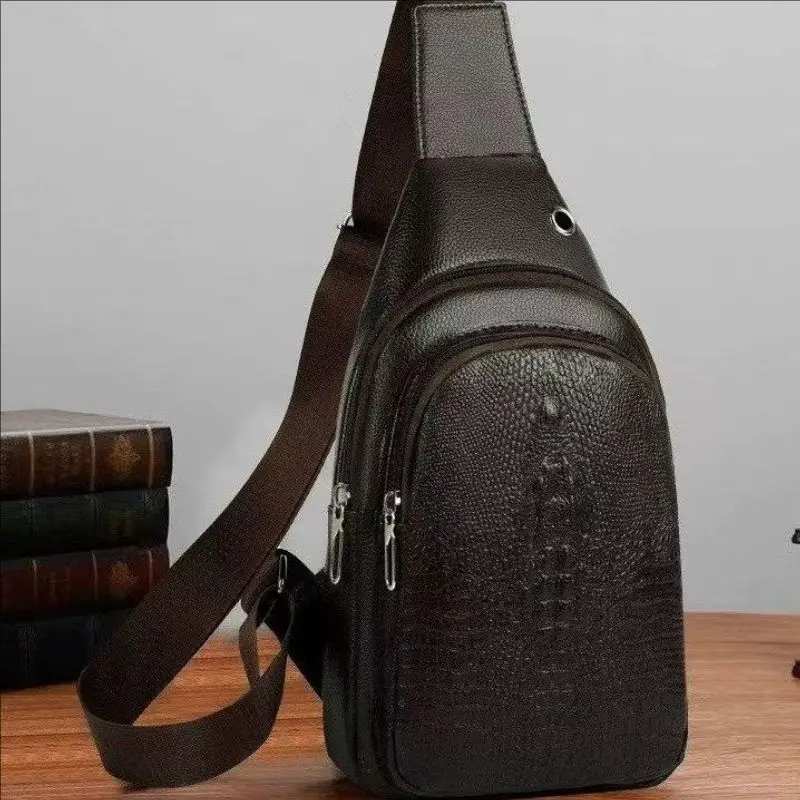 Luxury Brand Men Leather Chest Bag Alligator Messenger Bag Crossbody Bag Man Chest Pack Crocodile Pattern Sling Sports bag