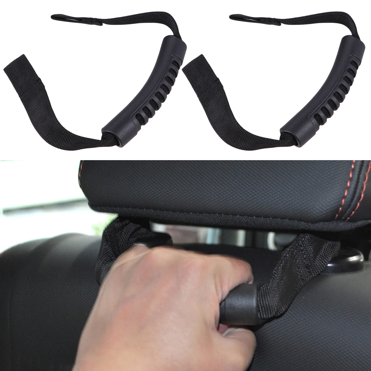 

2pcs Headrest Handle Car Support Belt Auto Hook Strap Safety Elderly Adjustable Vehicle NonSlip Rubber Grip Ergonomic Handle