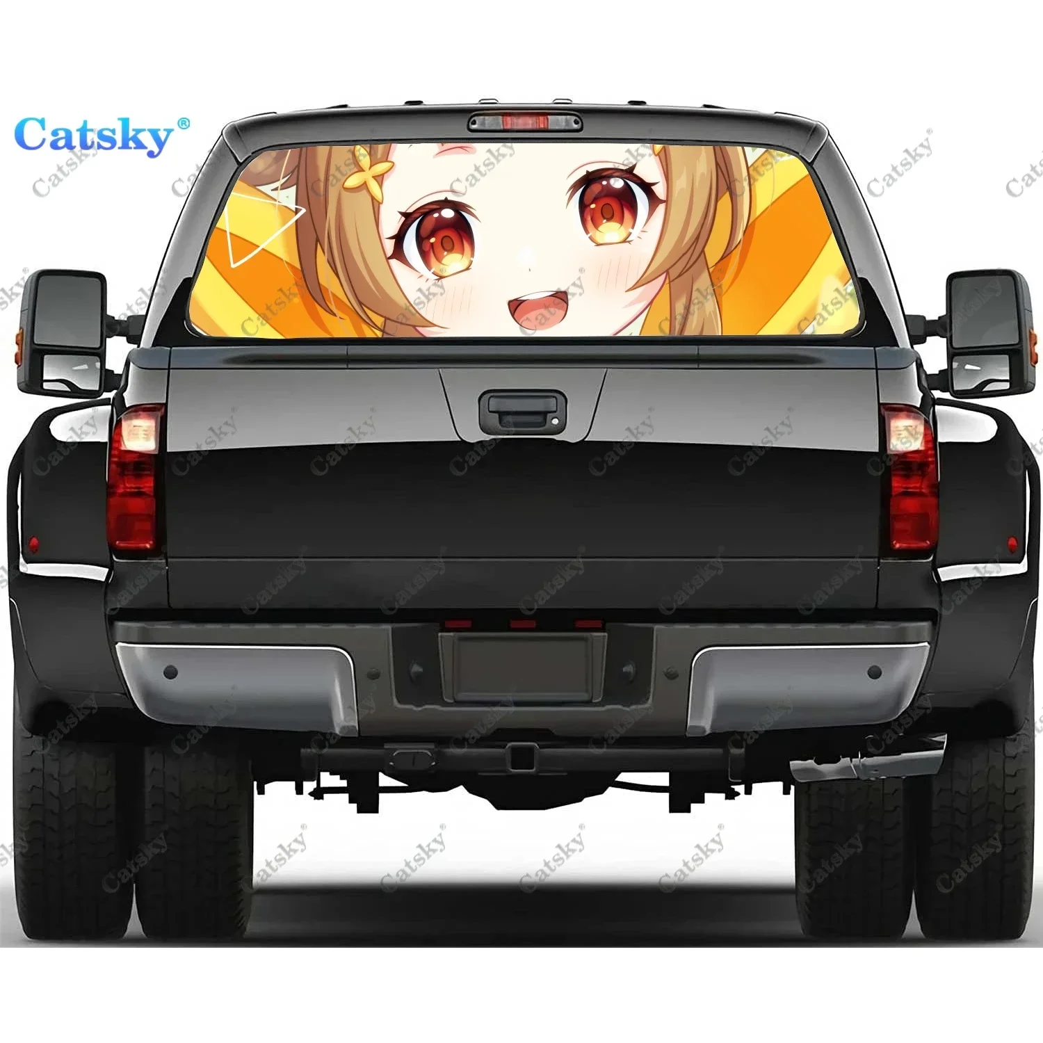 

Chibi Genshin Impact Rear Window Decals for Truck,Pickup Window Decal,Rear Window Tint Graphic Perforated Vinyl Truck Sticker