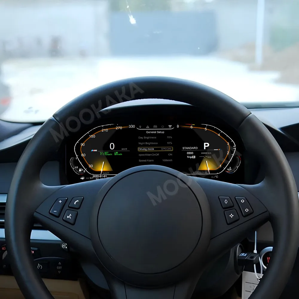 12.3Inch Screen Car Digital Cluster Instrument Cockpit For BMW E60/E61 CIC/CCC System 2003-2009 LCD Center Speedmeters Dashboard