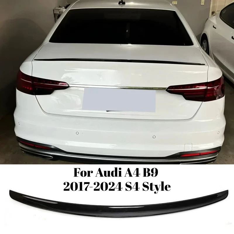 

For Audi A4 B9 2017-2024 S4 Style Rear Trunk Spoiler Ducktail Lip Wing Gloss Black Carbon Fiber Look Car Exterior Accessories