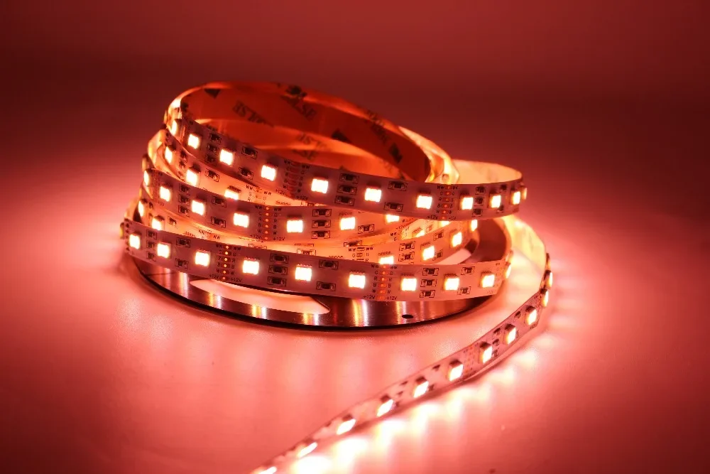 12MM PCB RGB CCT LED Strip 5050 DC12V/ 24V /48V Flexible Light RGB+White+Warm White 5 in 1 LED Chip 60 90LED/m 5m/lot waterproof