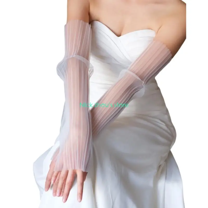 E15E Adjustable Wedding Gloves Breathable Fabric Fingerless Design Formal Occasion Wear