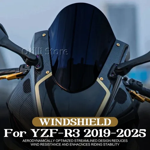 Imagen 2 del producto Para Yamaha YZF R25 YZF R3 parabrisas Visor YZF R 3 R 25 Deflector de pantalla de doble burbuja motocicleta 2025 2024