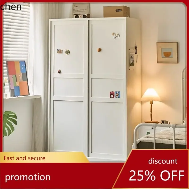 Steel Wardrobe Simple Modern Home Storage Organizer Sliding Door Closet Large Capacity Iron Cabinet