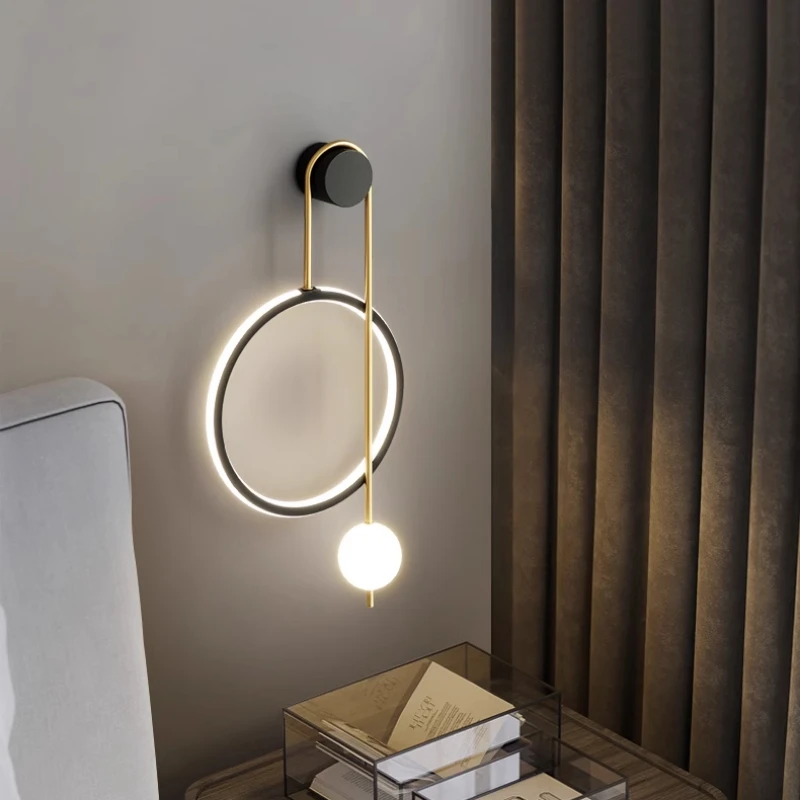 

Wall lamp, bedroom bedside lamp, modern and simple living room background, wall lamp, light luxury hallway lamp