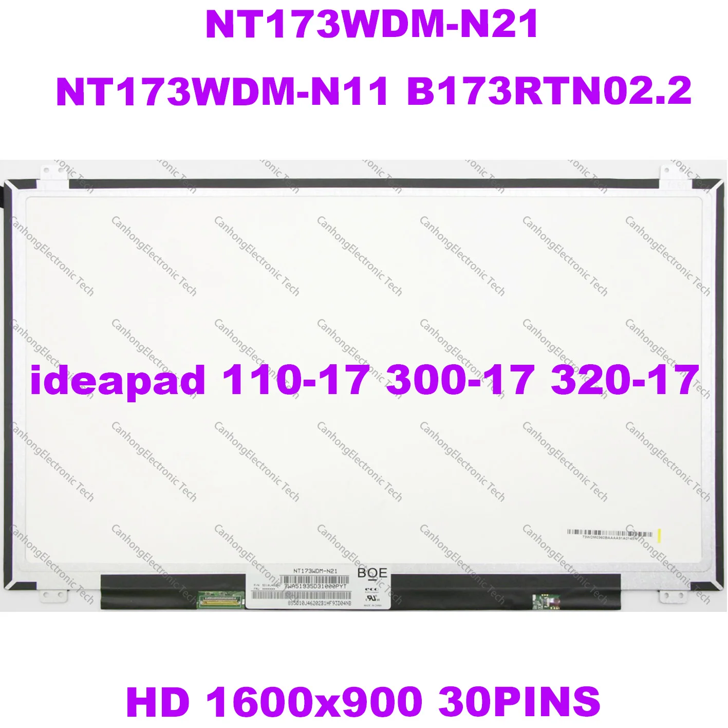 Original NT173WDM-N21 NT173WDM N21 N11 B173RTN02.0 17.3นิ้วแล็ปท็อปหน้าจอ LCD 1600*900 EDP 30 60% NTSC 220 cd/M²