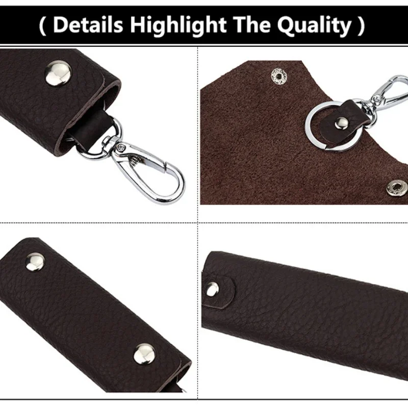 Men's Portable Genuine Leather Keychain Pouch - Fashion Zipper Pouch Bag, Multifunctional Durable Housekeeper Organizer ﻿ image 6