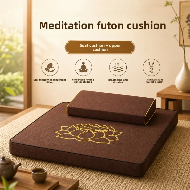 Thick Meditation Floor Cushion, Coconut Fiber Tatami Pillow with Breathable Design for Yoga Zen Practice and Home Seating
