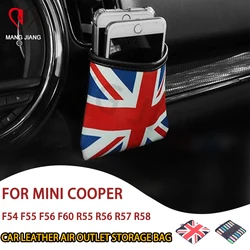 Car Air Outlet Storage Bag For Mobile Phone Key Sunglasses For Mini Cooper Universal Hanging Leather Organizer Box Accessories