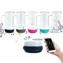 Bottiglia di ricarica USB bicchiere da 14 once bianco sublimazione spazi vuoti Display dritto altoparlante tazza di musica Wireless intelligente con maniglia