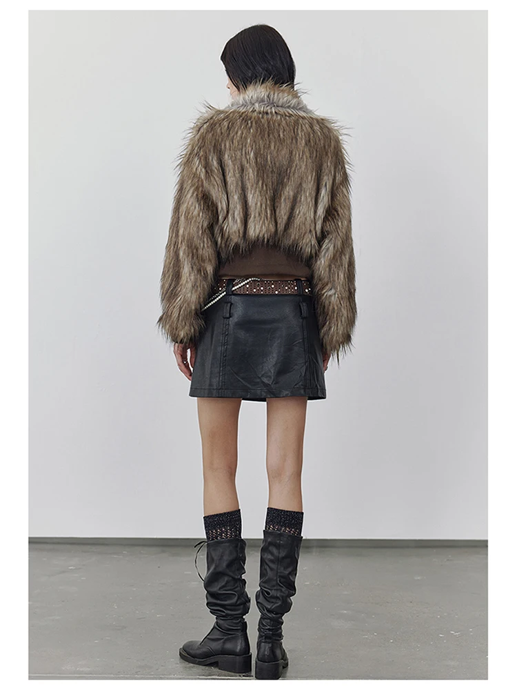 Mauroicardi Spring Winter Cool Short Warm Thick Hairy Shaggy Patchwork Faux Fox Fur Coat Jacket Women Luxury Designer Clothes