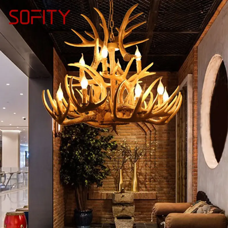 

SOFITY Contemporary Antler Ceiling Chandeliers Creative Design Lamp Pendant Light Fixtures for Home Dining Room Decor