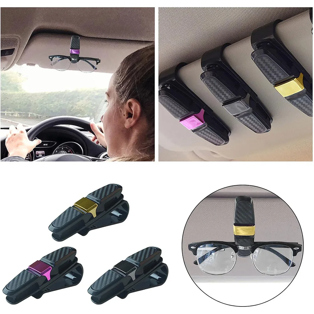Rotatable Car Sunglasses Holder, 180 Degrees Sunglasses Eyeglasses Mount with Ticket Card Clip
