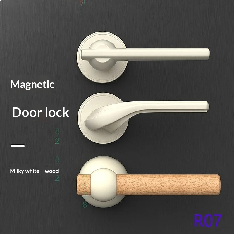 French Cream Style White Interior Door Lock Bedroom Bathroom Solid Wood Handle