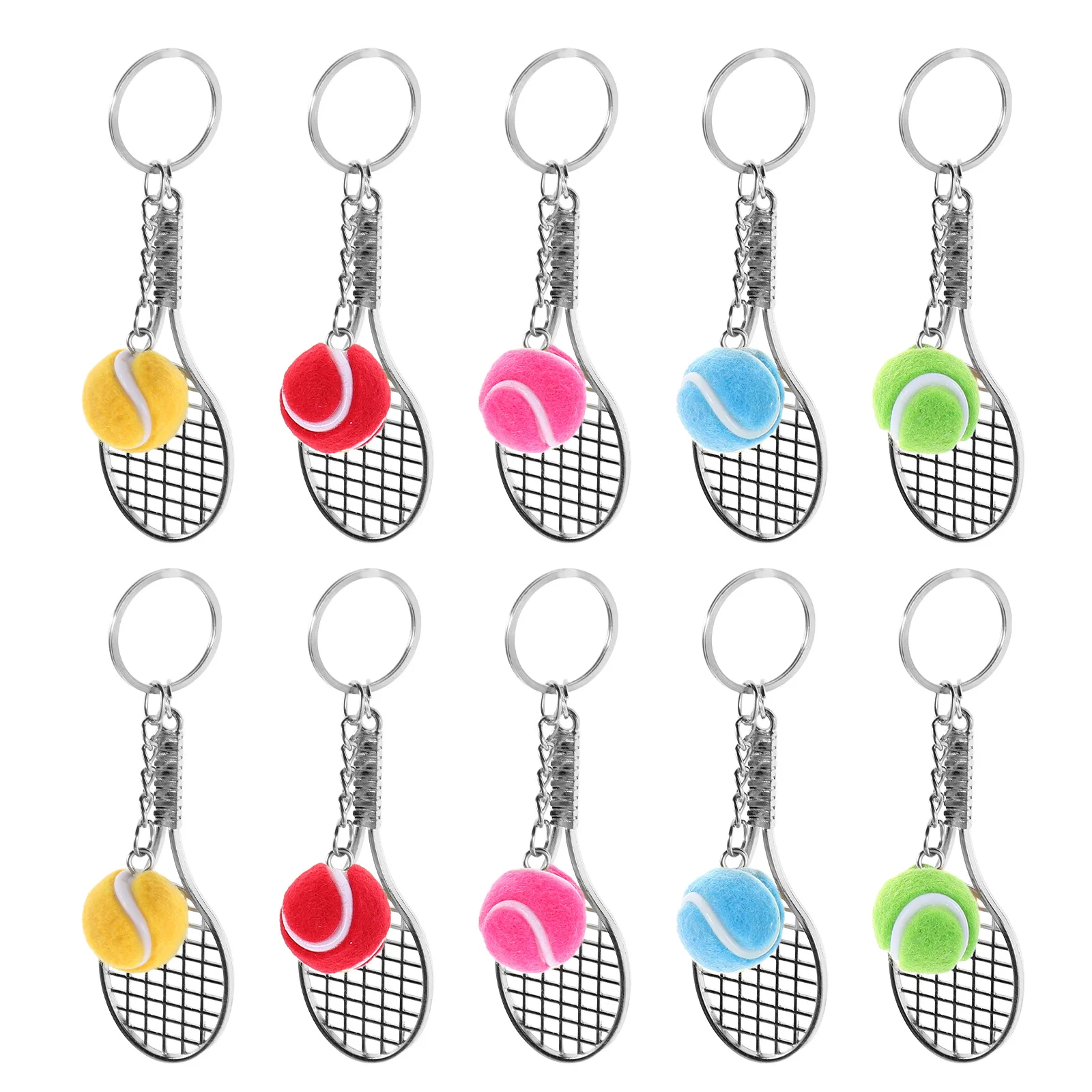 

10 Pcs Tennis Racket Keychain for Teams Ball Ring Fake Mini Prizes Players