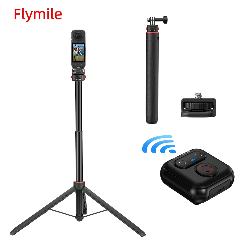 

Flymile Selfie Stick Tripod 64.17in Video Recording Camera Photography Stand for Insta360/Gopro with Remote