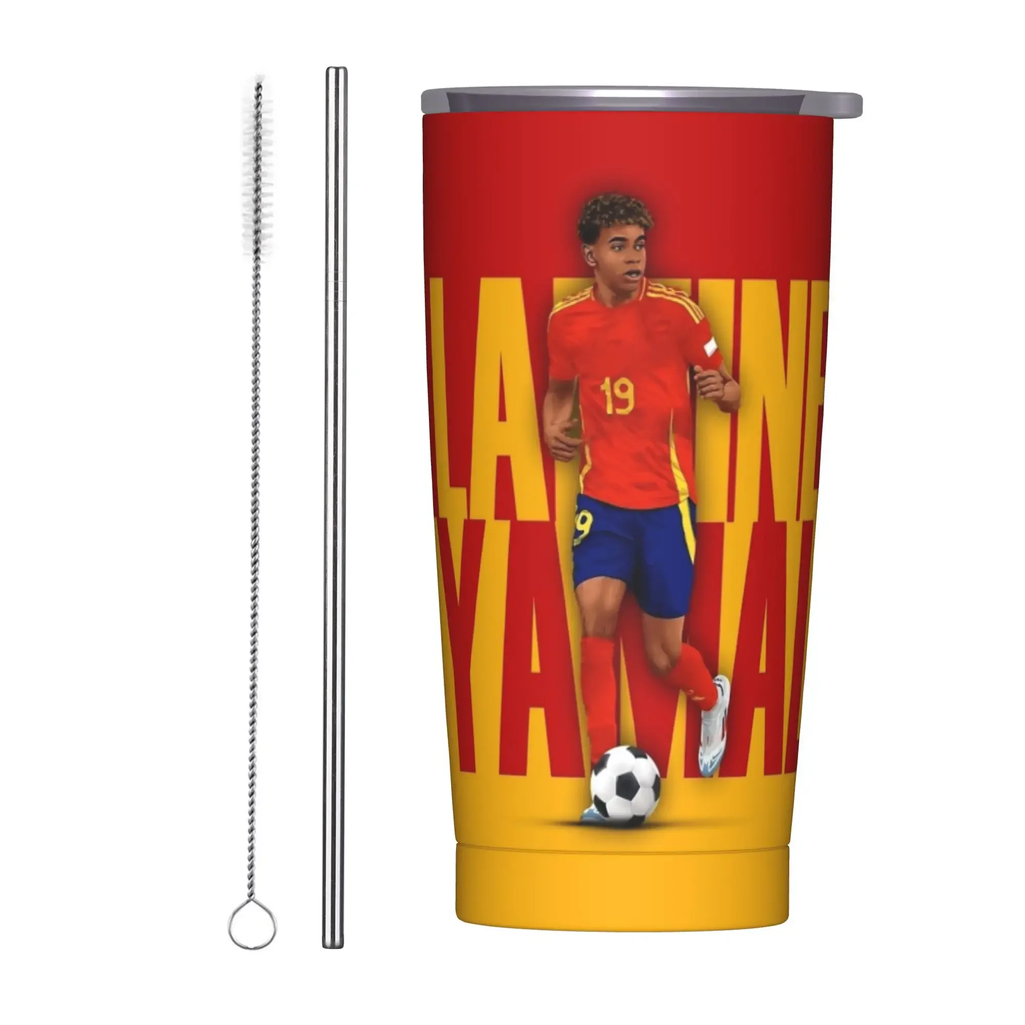 Lamine Y-Yamal Insulated Tumbler with Lid Football Soccer Stainless Steel Thermal Mug Double Wall Water Bottle Cup, 20oz