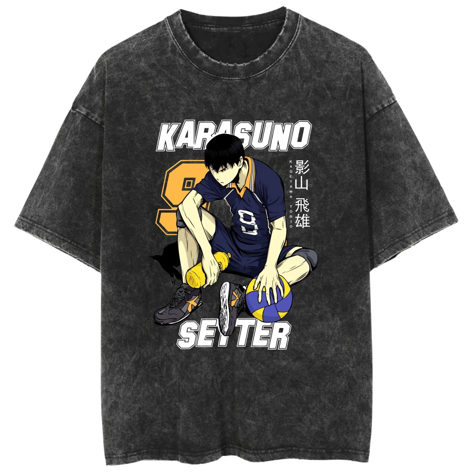 

Summer Men's T Shirts Volleyball Juvenile Print Washed Short Sleeved Tees Women's Vintage Oversized Y2k Clothes Tops Streetwear