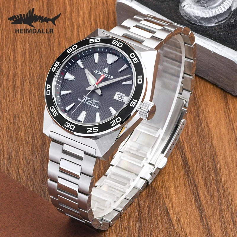 Heimdallr Monster GS Diver Herrenuhr, 43 mm, graues Zifferblatt, Saphir-Keramik-Lünette, NH35-Automatikwerk, Edelstahlarmband, 20 Bar