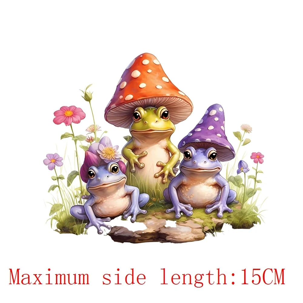 Dream Mushroom House Frog Iron On Heat Transfer Stickers For Clothes DTF Pinted Vinyl Thermal Appliques Washable T-Shirt Decal