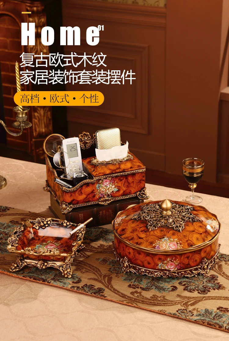European Fruit Bowl Set,Home Accessories, Ornaments, Living Room Coffee Table, Home Multifunctional Tissue Box, Sm