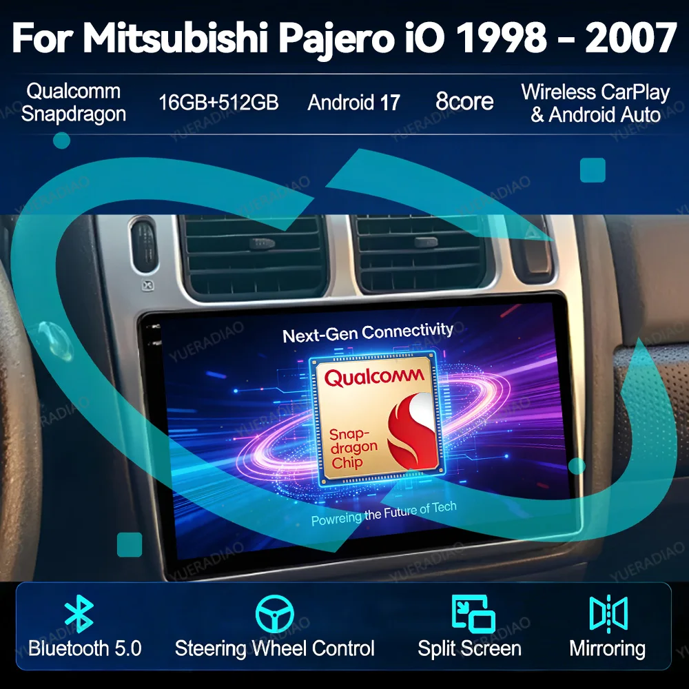 Android 17 Car Radio For Mitsubishi Pajero IO 1998 - 2007 Multimedia Video Player GPS NAVI 4G WIFI 2DIN BT Head Unit QLED LTE 5G
