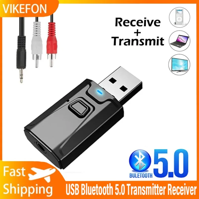

3 in 1 EDR Adapter Dongle 3.5mm AUX USB Bluetooth 5.0 Transmitter Receiver Mic for TV PC Headphones Home Stereo Car HIFI Audio