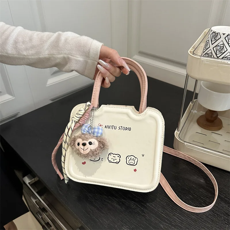 

High Quality Pu Leather Shoulder Crossbody Bag for Women 2025 New Casual Fashion Tote Bag Female Cartoon Print Designer Handbag