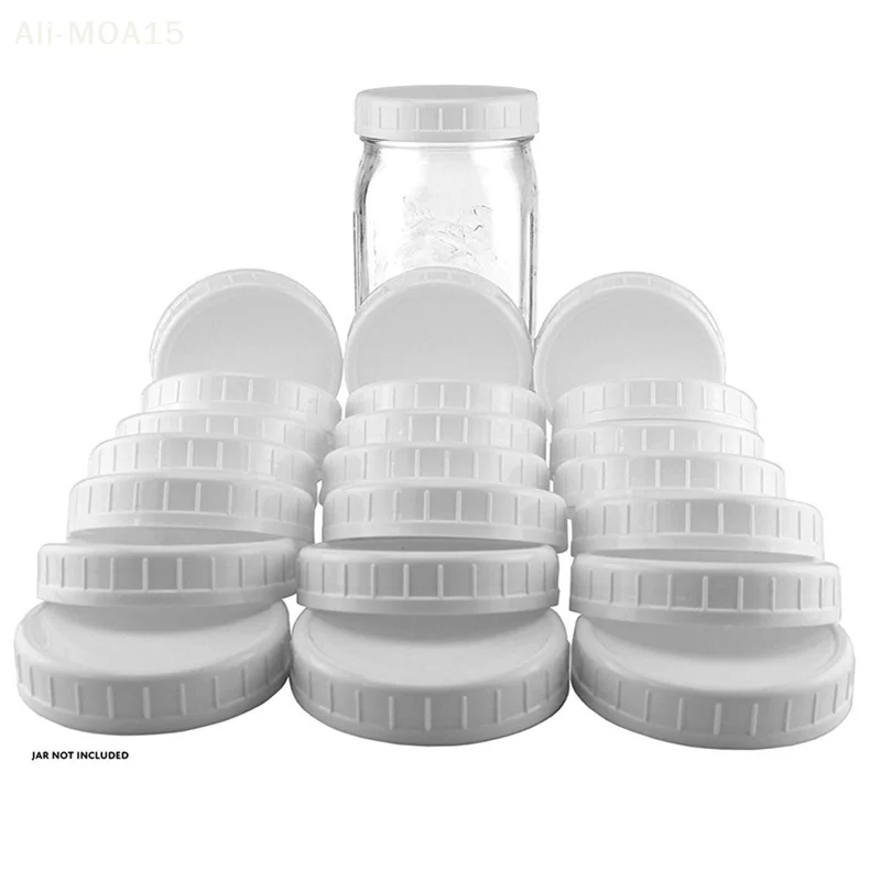 

10pc White Mason Canning Drinking Jars Lid 70mm/86mm Inner Diameter Plastic Covers Unlined Ribbed Lids Storage Caps Replacements