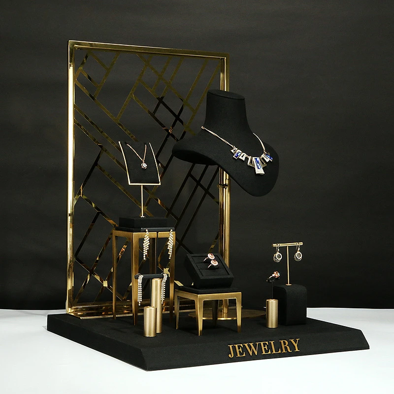 New jewelry display props black jewelry display stand high-end metal jewelry display stand window jewelry shelf