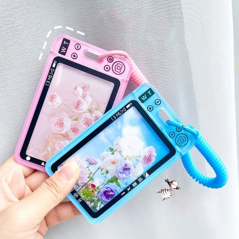 Photocard Holder Card Case with Pendant and Retractable Spring Coil Keychain