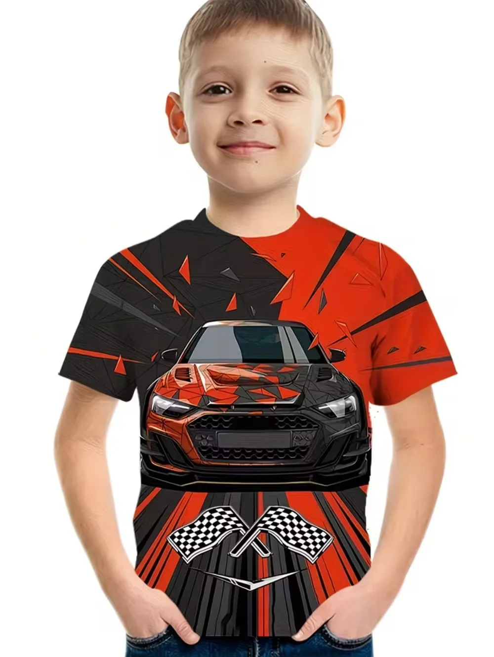 Kids Clothes Boys Tshirt Short Sleeve Stylish Car Racing Graphic T Shirts Children Summer Clothes Casual Streetwear Boys Clothes