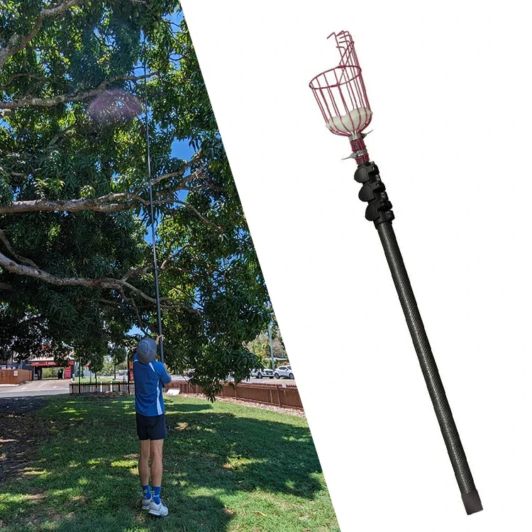 3M 4M 5M Carbon Fiber Telescopic Tree Garden Fruit Picker With Pole  Basket Catcher Apple Orange Tree Picking Pole Tool