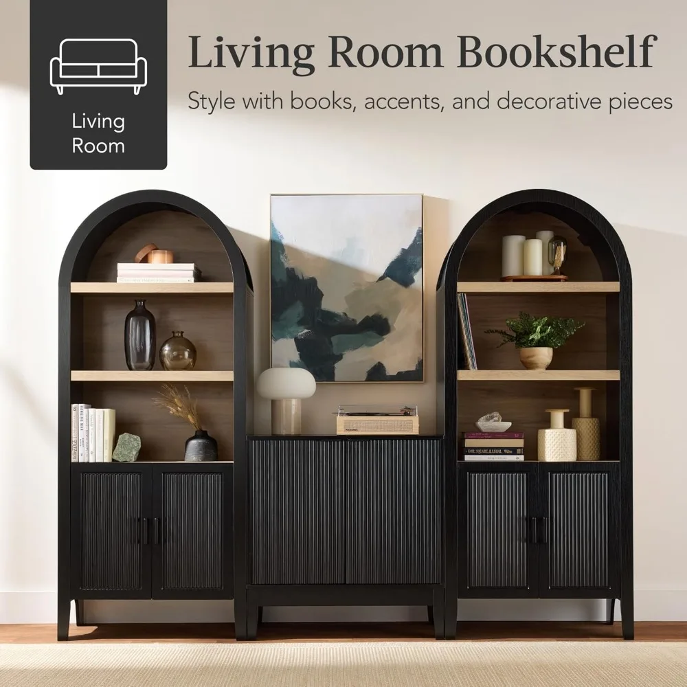 베스트 초이스 프로덕츠 72인치 높이 아치형 팬트리 캐비닛(도어 포함), 5단 책장, 아모아르, 허치, 책장, 수납장(조절 가능)