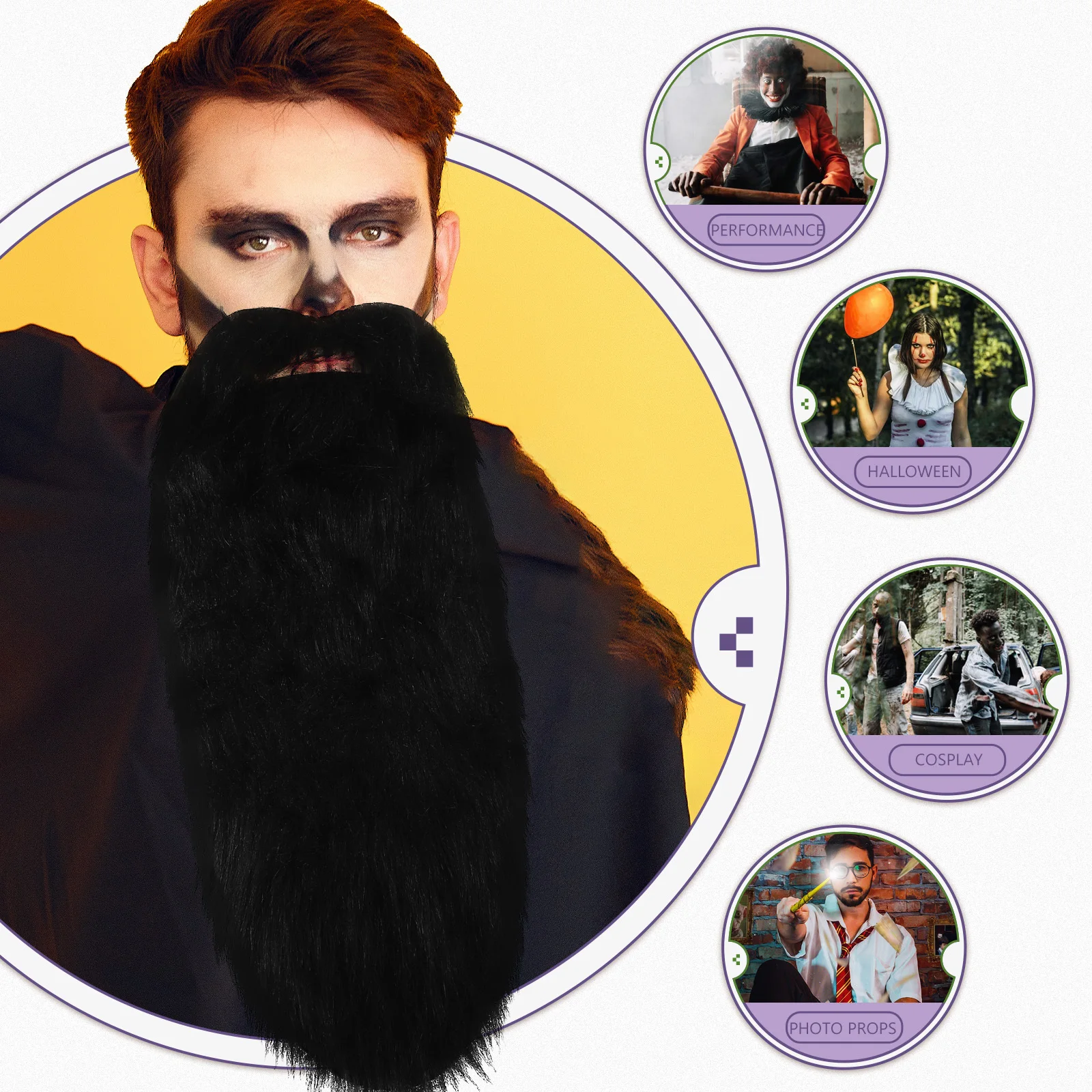 Barba finta Halloween Baffi pirata creativi Leggero e confortevole Prestazioni cosplay Decorazione per feste Prop