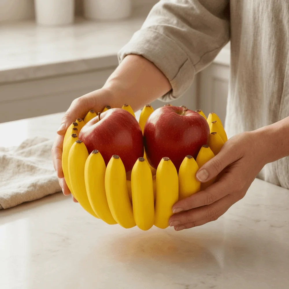 Novelty Banana Shaped Fruit Tray Plastic 3D Printed Fruit Storage Tray Large Capacity Unique Gift Simulated Banana Tray Office
